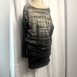 Rock Supima Cotton Women’s Long Sleeve Tie Dye Tunic Top / Dress Gray & Blue Med